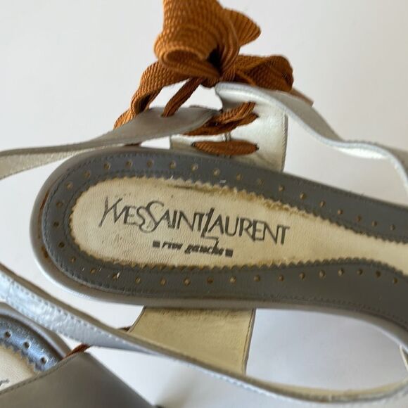 Yves Saint Laurent Slingback Peeptoe Heels Tie Detail - Picture 5 of 10